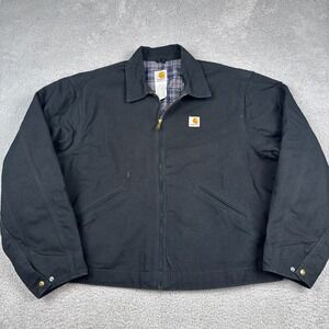 Vintage Carhartt Jacket Mens 2XL Black Detroit J200 BLK Blanket Lined USA Union